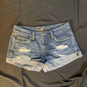 Velvet heart denim shorts